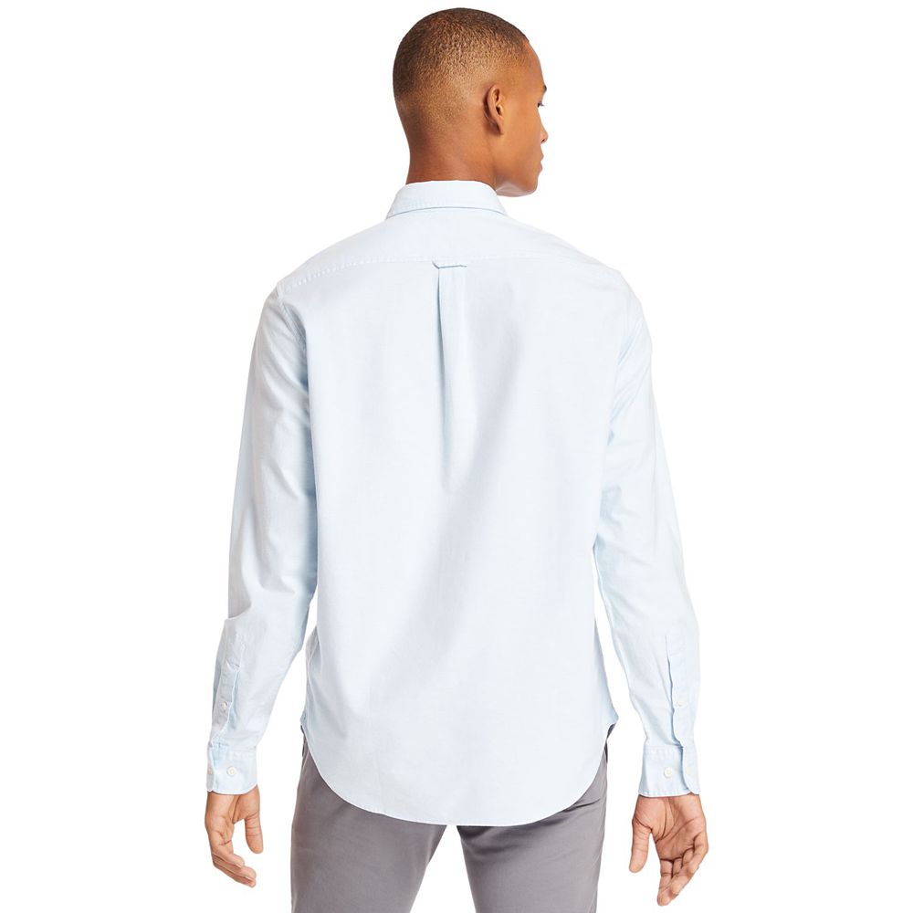 Timberland Πουκαμισα Ανδρικα Ασπρα - Long Sleeve Stretch Oxford - Greece 1362795-XN